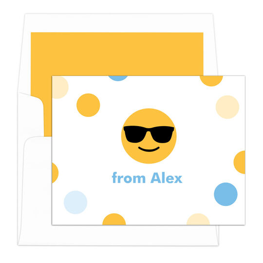 Sunglasses Emoji Dots Folded Note Cards